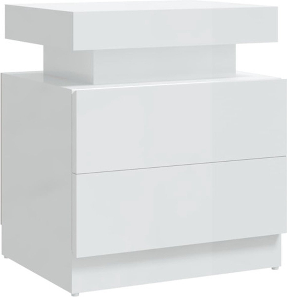 vidaXL Nachtkastje - 45x35x52 - cm - bewerkt - hout - hoogglans - wit hoogglans wit