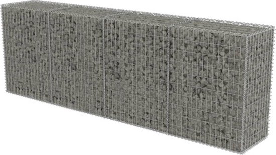 vidaXL Schanskorfmuur met deksels 80x20x100 cm gegalvaniseerd staal