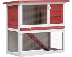 vidaXL - Konijnenhok - voor - buiten - met - 1 - deur - hout - rood