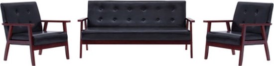vidaXL ensemble de canapé 3 pièces simili cuir noir