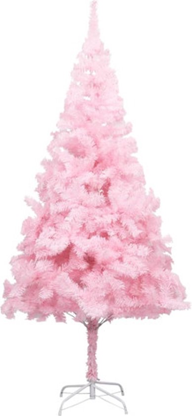 vidaXL - Kunstkerstboom - met - standaard - 210 - cm - PVC - roze