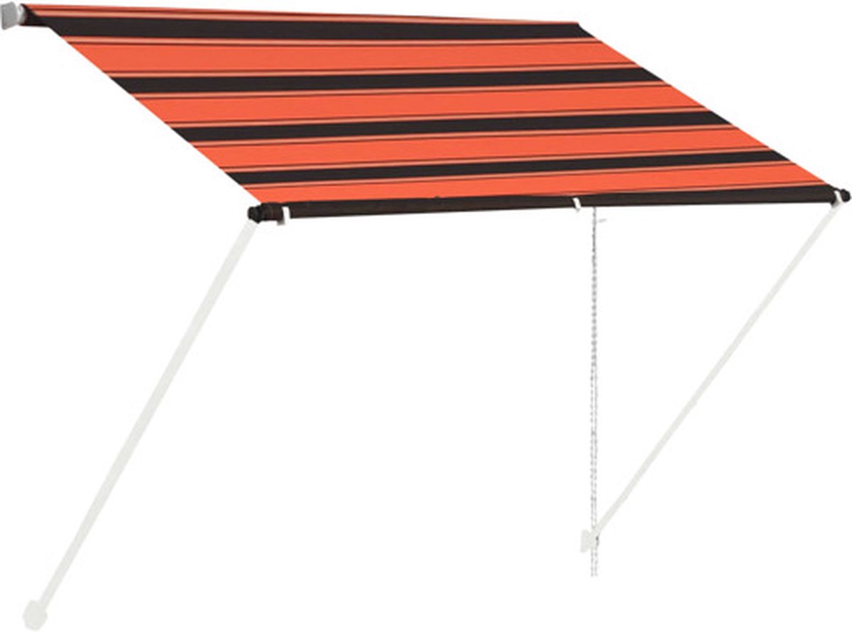 Bol.com vidaXL - Luifel - uittrekbaar - 100x150 - cm - oranje - en - bruin aanbieding