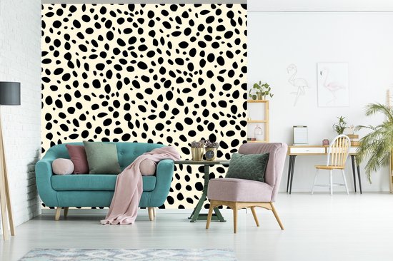 Behang - Fotobehang Dierenprint - Stippen - Panter - Breedte 280 cm x hoogte 280 cm