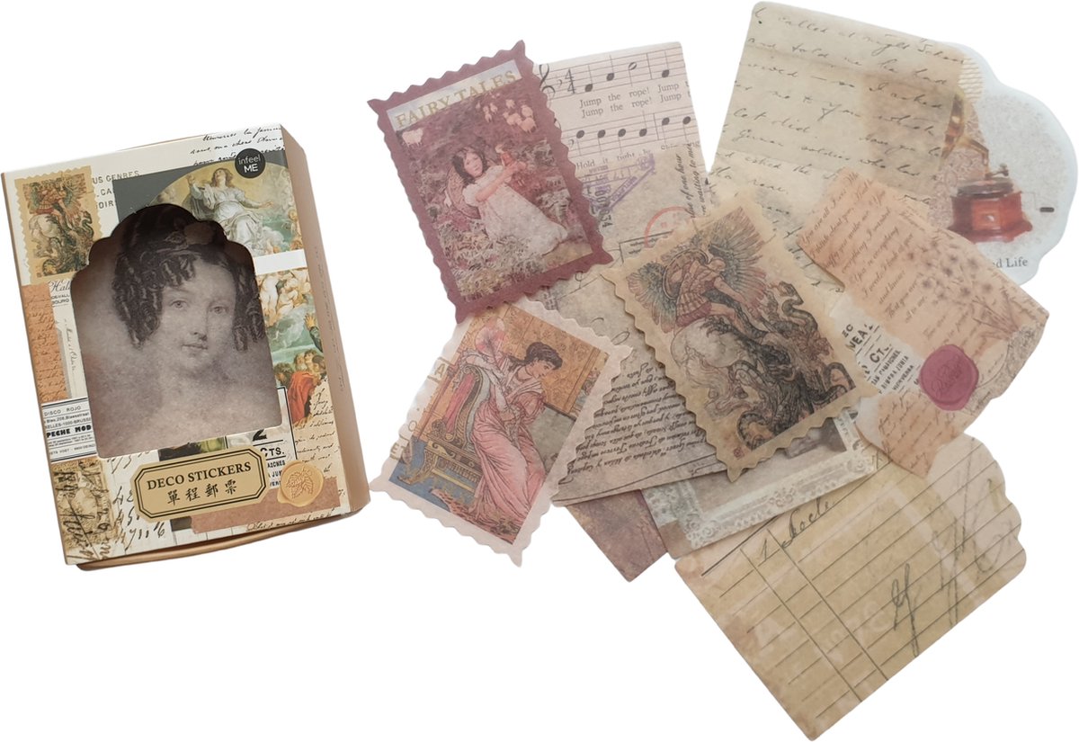Vintage Stickers – 100 stuks – Old Times – Sticker – Leuk voor o.a Bulletjournal, Scrapbooking en Kaarten Maken.