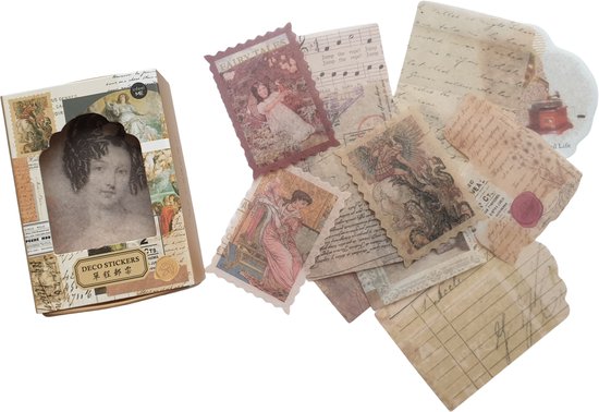 Foto: Vintage stickers 100 stuks old times sticker leuk voor o a bulletjournal scrapbooking en kaarten maken 