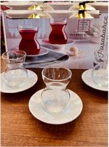 Pasabahce – Set Verres à thé Turcs Avec Sous-verres De Verre En Porcelaine – 12 Pièces – 145 ml