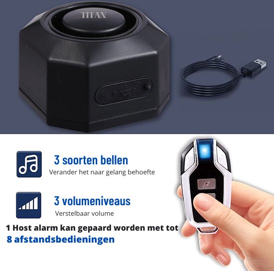 Titan Fietsalarm (2022 Model ) Antidiefstal Fietsalarm Fietsslot Met Alarm