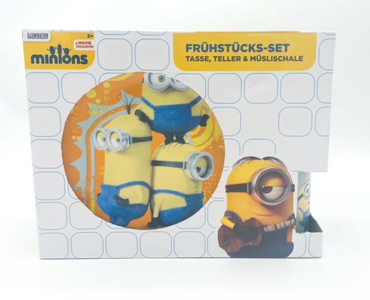 Goedkoopste Minions Kinderservies set 3 delig inclusief Bord, Beker en Kom in Kadoverpakking! - Minions servies - Minions kado - Minion