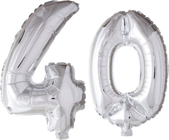 Folieballon 40 jaar Zilver 66cm