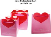 Luxe Hart cadeauzakje - Rose & Rood - Geschenktasje - cadeauzakje - 20x20x20cm - 5 stuks