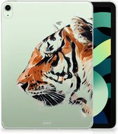 Hoes iPad Air (2020/2022) 10.9 inch Siliconen Cover Ontwerpen Tiger met transparant zijkanten