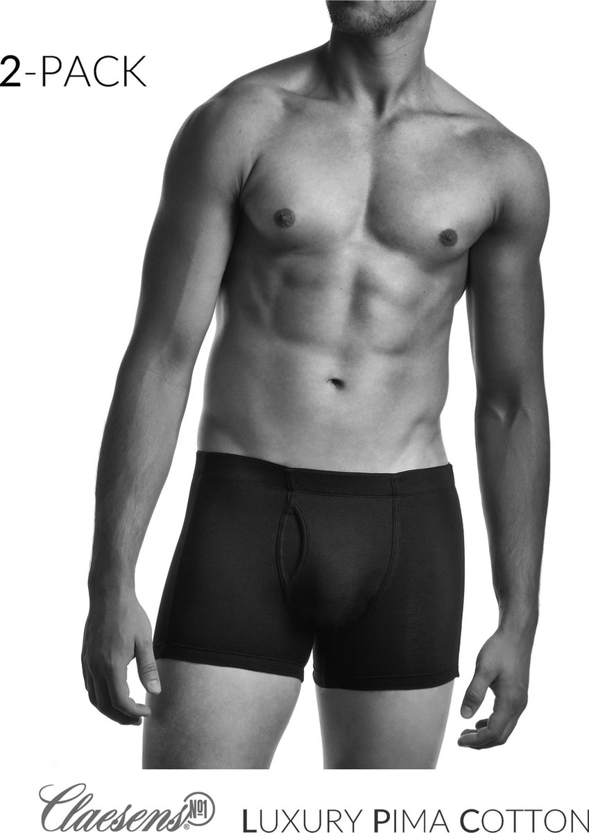 Claesen's® - Boxershort Long Zwart Pima 2-PackCLS 171-Black-XL