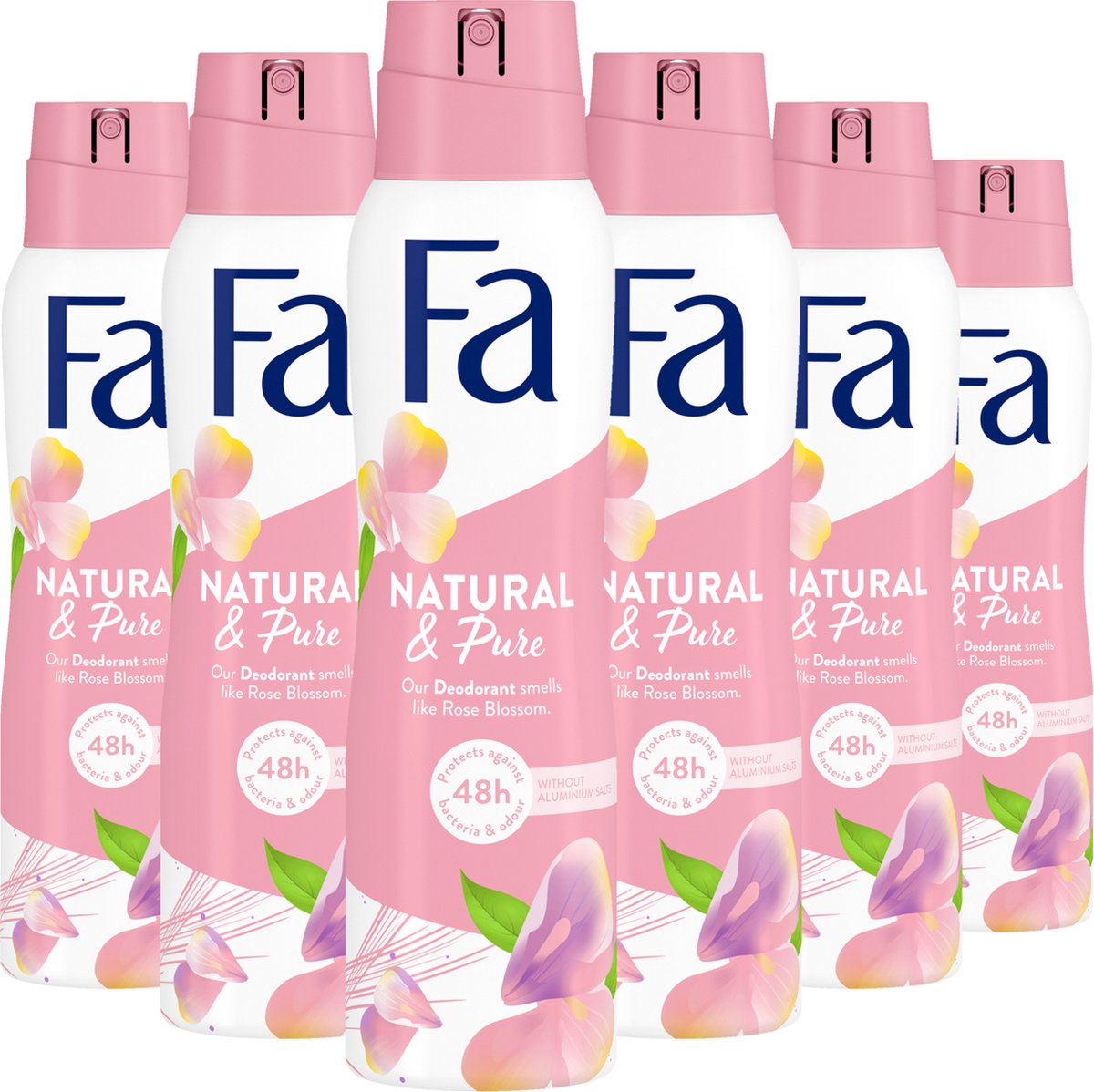 Fa Natural & Pure Rose - Deodorant Spray - Voordeelverpakking - 6 x 150 ml - Fa