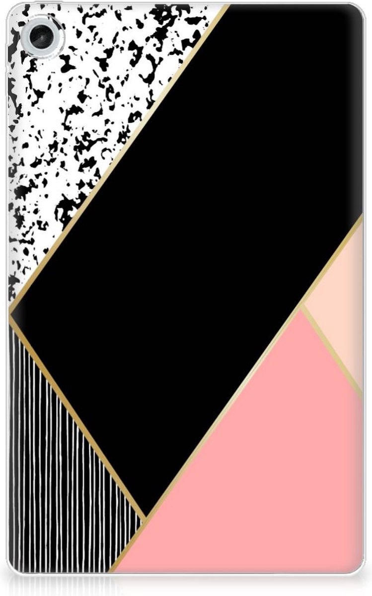 Lenovo Tab M10 Plus (3e generatie) Back Cover Zwart Roze Vormen