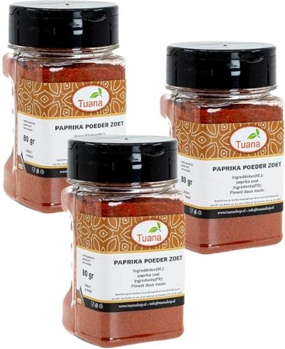 TUANA KRUIDEN PAPRIKA POEDER ZOET 80 gram x 3