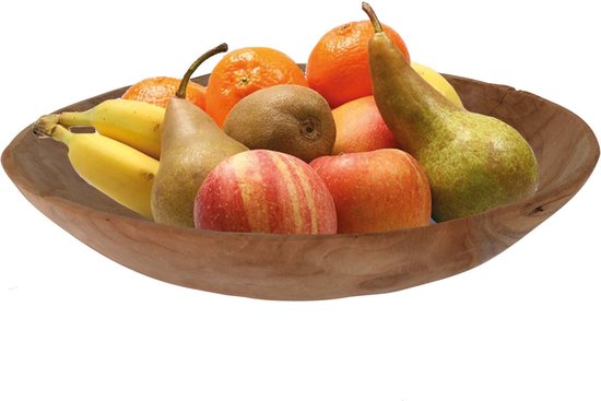 Foto: Fruitschaal teak hout 37 cm decoratieve schalen voor groente en fruit