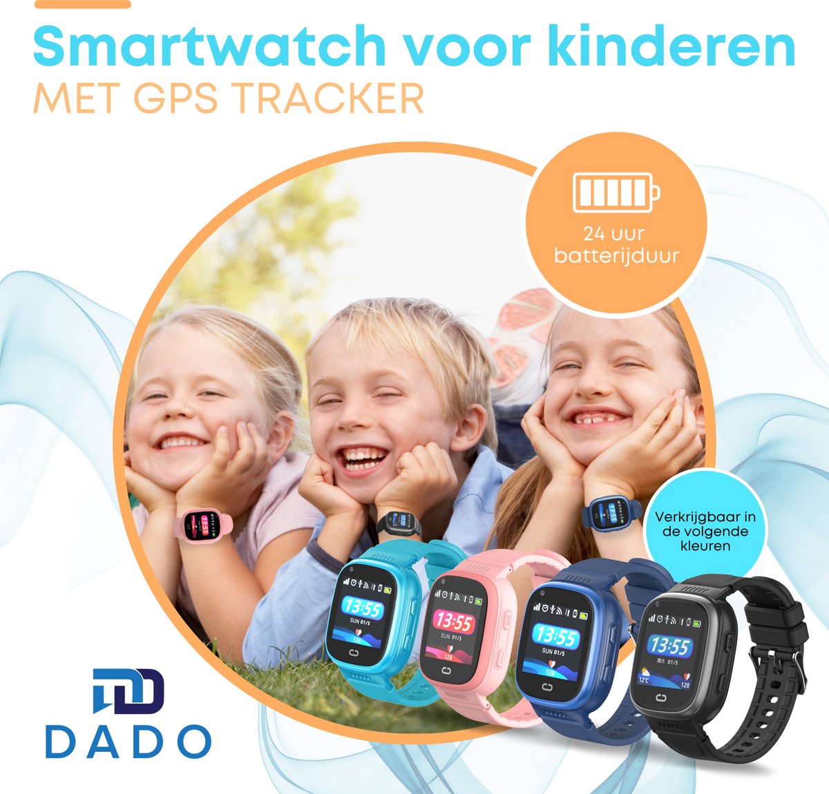 Smartwatch Kinderen Met Simkaart GPS Horloge Kind GPS Tracker Kinder Incl. Simkaart...