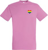T-shirt Regenboog hartje | Regenboog vlag | Gay pride kleding | Pride shirt | Roze | maat XS