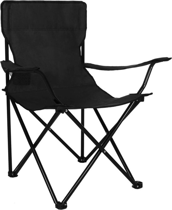 Chaise de camping Springos | Chaise de camping | Chaise pliante | Comprend un étui de transport | Noir