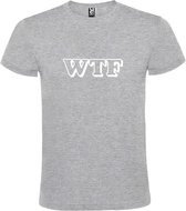 Grijs T-shirt ‘WTF’ Wit maat 4XL