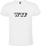 Wit T-shirt ‘WTF’ Zwart maat L