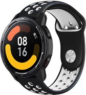 Strap-it Siliconen sport bandje - geschikt voor Xiaomi Watch S1 (Active/Pro) / Watch 2 Pro / Watch S3 / Mi Watch / Amazfit Balance / Amazfit Bip 5 - zwart/wit