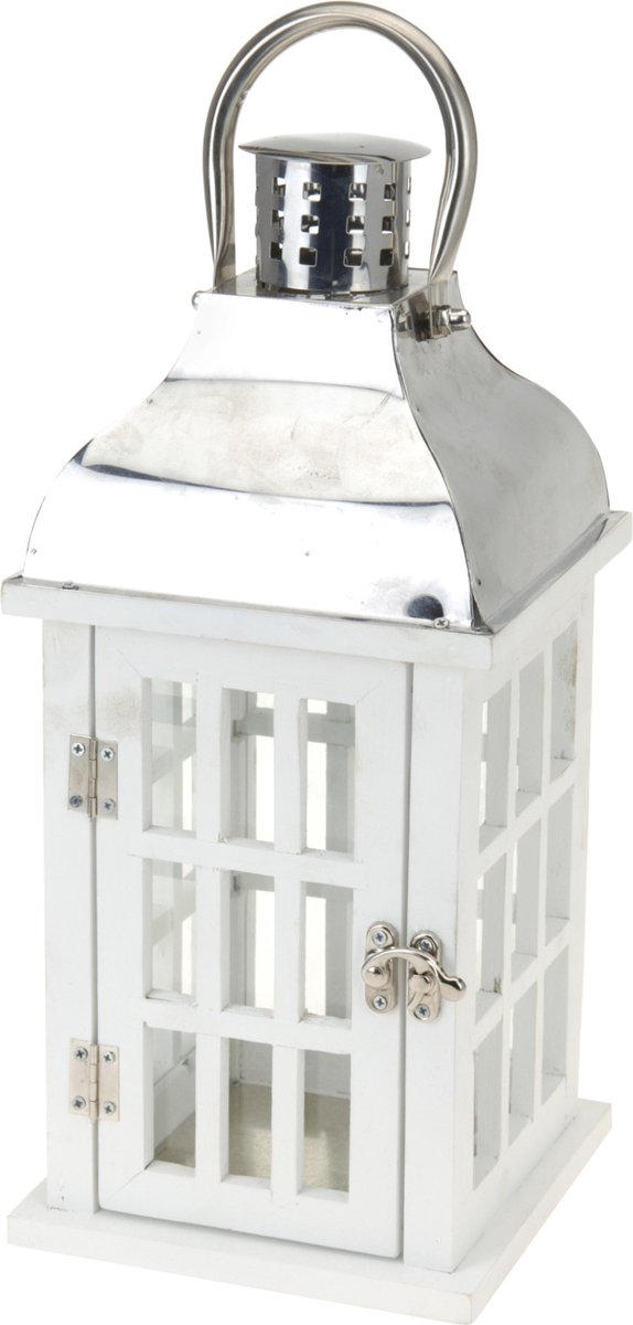 Lantaarn 39cm wit en zilverNampook