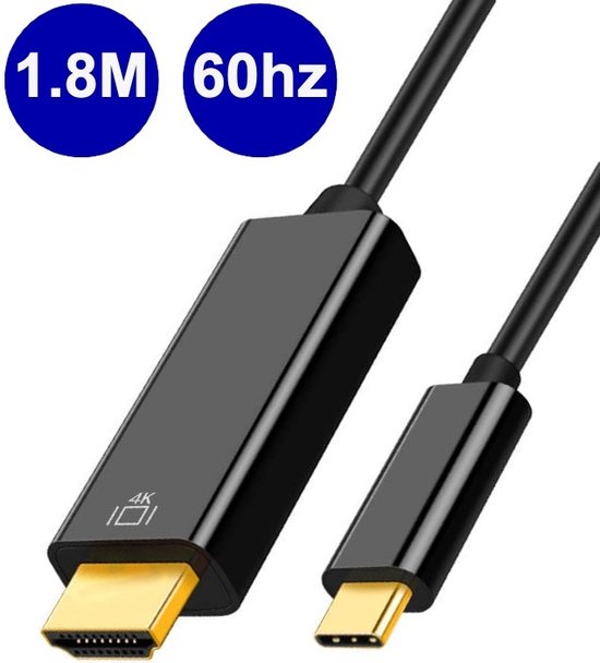 Rolio USB C naar HDMI Kabel - 1.8 meter - 4K 60hz - Premium Kwaliteit |  bol.com