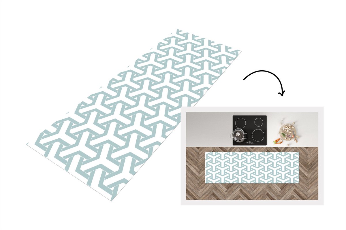 KitchenYeah Keukenloper - Loper keuken - Design - Lijn - Patroon - 180x60 cm - Keukenloper vinyl Multicolor