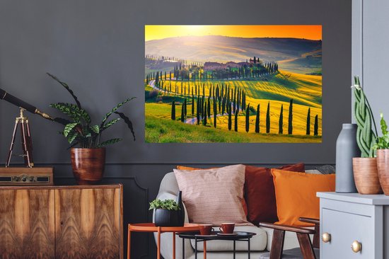 Stickers muraux - Herbe - Soleil - Colline - Paysage - 120x80 cm - Film adhésif