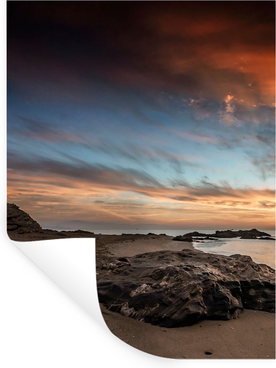 Muurstickers - Sticker Folie - Strand - Stenen - Avond - Lucht - Natuur - 120x160 cm - Pla