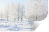 Stickers muraux - Neige - Arbres - Hiver - 60x40 cm - Feuille adhésive
