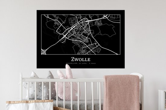 Stickers Stickers muraux - Plan de la ville - Carte - Zwolle - Carte - 90x60 cm - Feuille adhésive