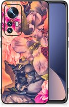 Hoesje Super als Moederdag Cadeau Xiaomi 12 | 12X Telefoontas met Zwarte rand Bosje Bloemen
