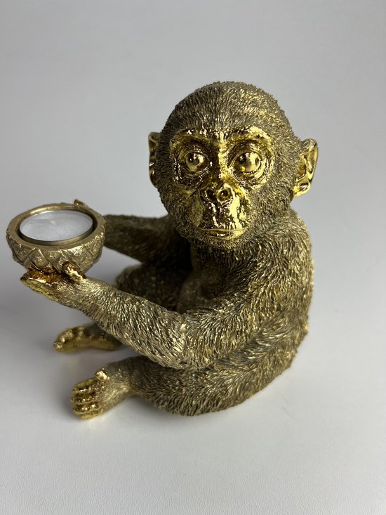 Kaarsenstandaard aap goud