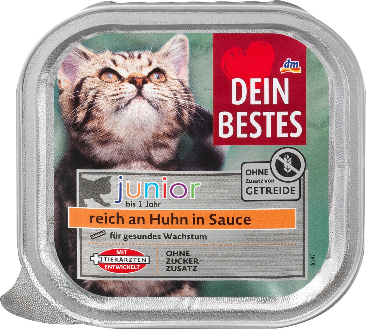 Dein Bestes Dein Bestes Natvoer voor katten, rijk aan kip in saus, Junior, 100 g