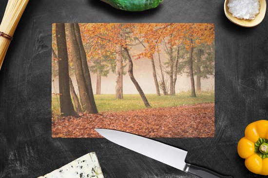 Planche à découper en Verres - 28x20 - Feuilles - Automne - Forêt - Planches à découper en Glas