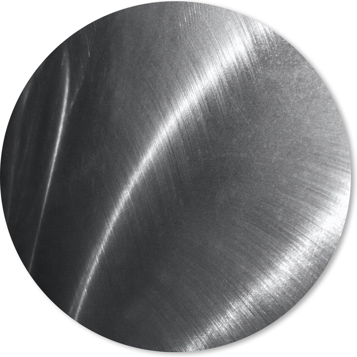 Muismat rond 30x30 cm - Mousepad Metaal print - Zilver - Zwart - Wit - Ronde muismatten