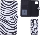 LuxeBass Hoesje geschikt voor Samsung Galaxy A42 Bookcase Zebra Print - Portemonnee hoesje - telefoonhoes - gsm hoes - telefoonhoesjes