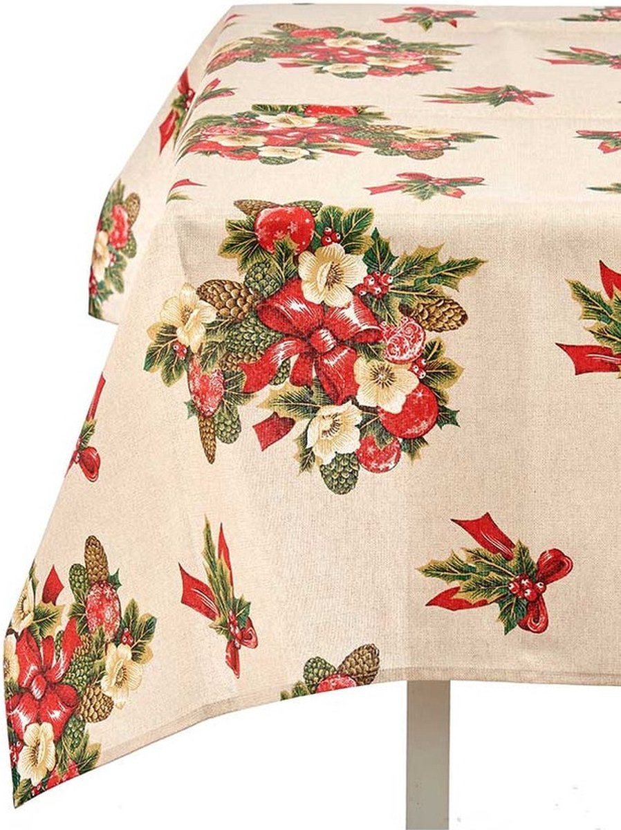 Krist+ kerst tafelkleed - kerst print - 140 x 180 cm - katoen/polyester - tafellakens