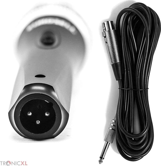 TronicXL Microfoonset dynamisch 5 meter lange kabel jack plug 6,35 mm universele handmicrofoon microfoon zingen moderatie podium karaoke bruiloft zang microfoon bedraad (met koffer) - Tronic XL