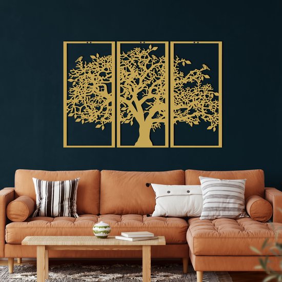 Wanddecoratie | Boom van Leven / Tree of Life | Metal - Wall Art | Muurdecoratie | Woonkamer | Buiten Decor |Gouden| 175x117cm