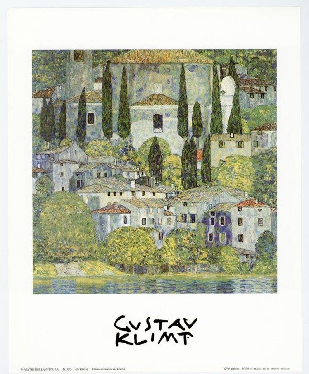 Catch Projecten Mini kunstposter - Kerk in Casonne - Gustav Klimt - 24x30 cm Multicolor