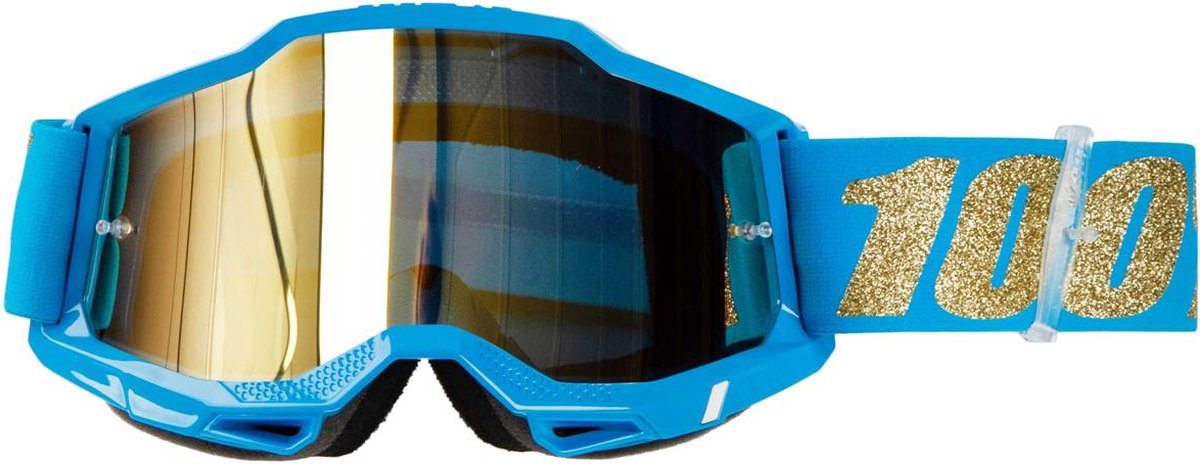 100% Accuri 2 Waterloo - Motocross Enduro Crossbril BMX MTB Bril met Spiegel Lens - Blauw / Goud