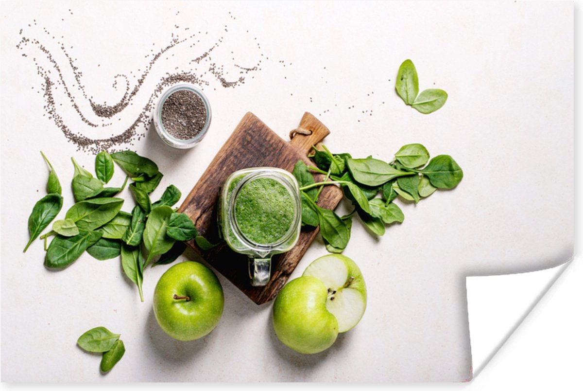 Poster Kruiden - Appel - Smoothie - 90x60 cm