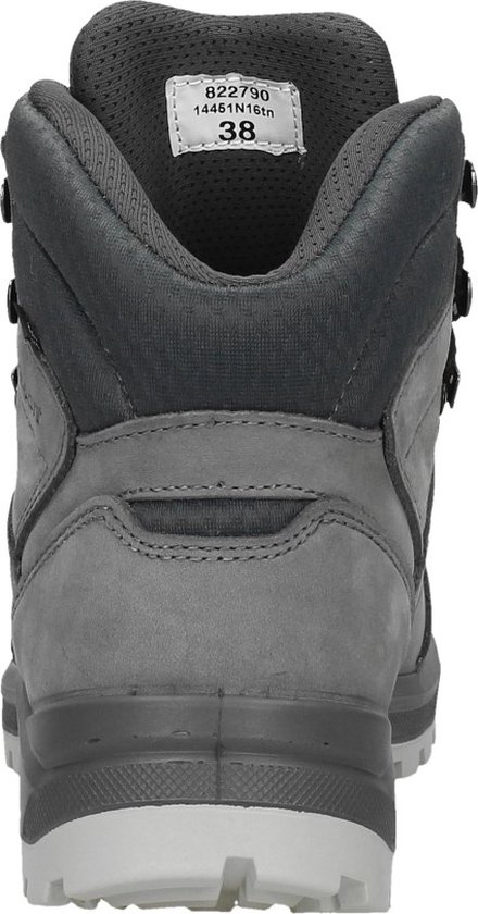 Achterkant van een grijze Grisport wandelschoen met merk- en maatlabel.