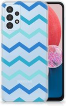 Telefoon Hoesje Geschikt voor Samsung Galaxy A13 4G Siliconen Back Cover Zigzag Blauw