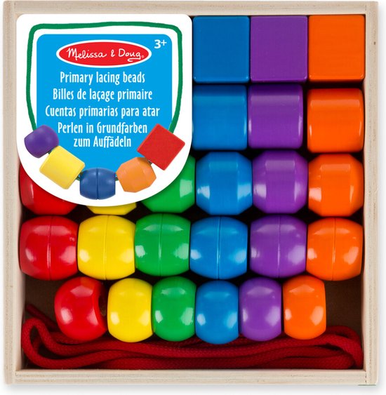 Afbeelding van het spel Melissa & Doug Rijgkralen in primaire kleuren - ontwikkelingsspeelgoed - Problemen oplossen - Montessori Speelgoed - Houten kralen voor kinderen - 3+ jaar - Cadeau voor jongens en meisjes