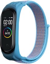 Nylon Smartwatch bandje - Geschikt voor  Xiaomi Mi Band 5 nylon bandje - lichtblauw - Horlogeband / Polsband / Armband