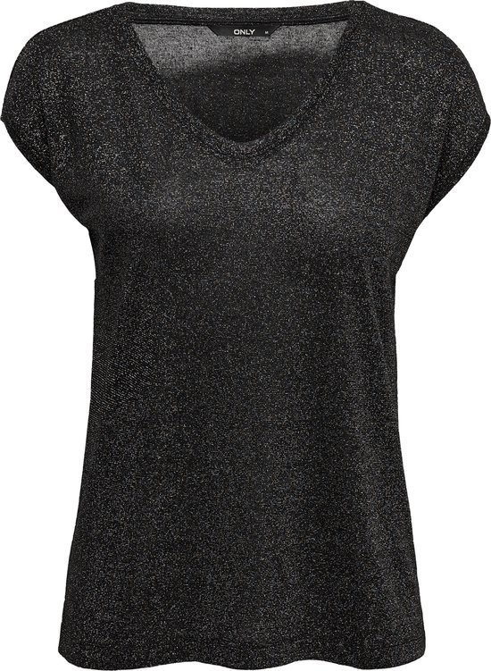 ONLY ONLSILVERY S/S V NECK LUREX TOP JRS NOOS Dames T-shirt - Maat M
